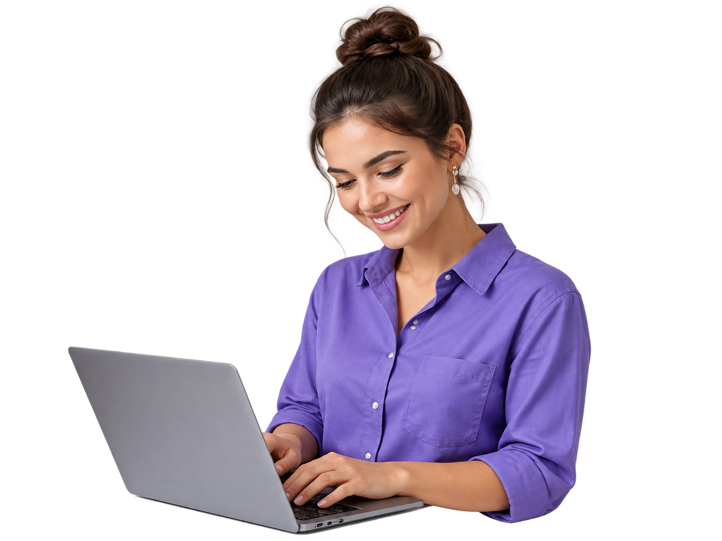 Woman using a laptop to review QuickBooks hosting options