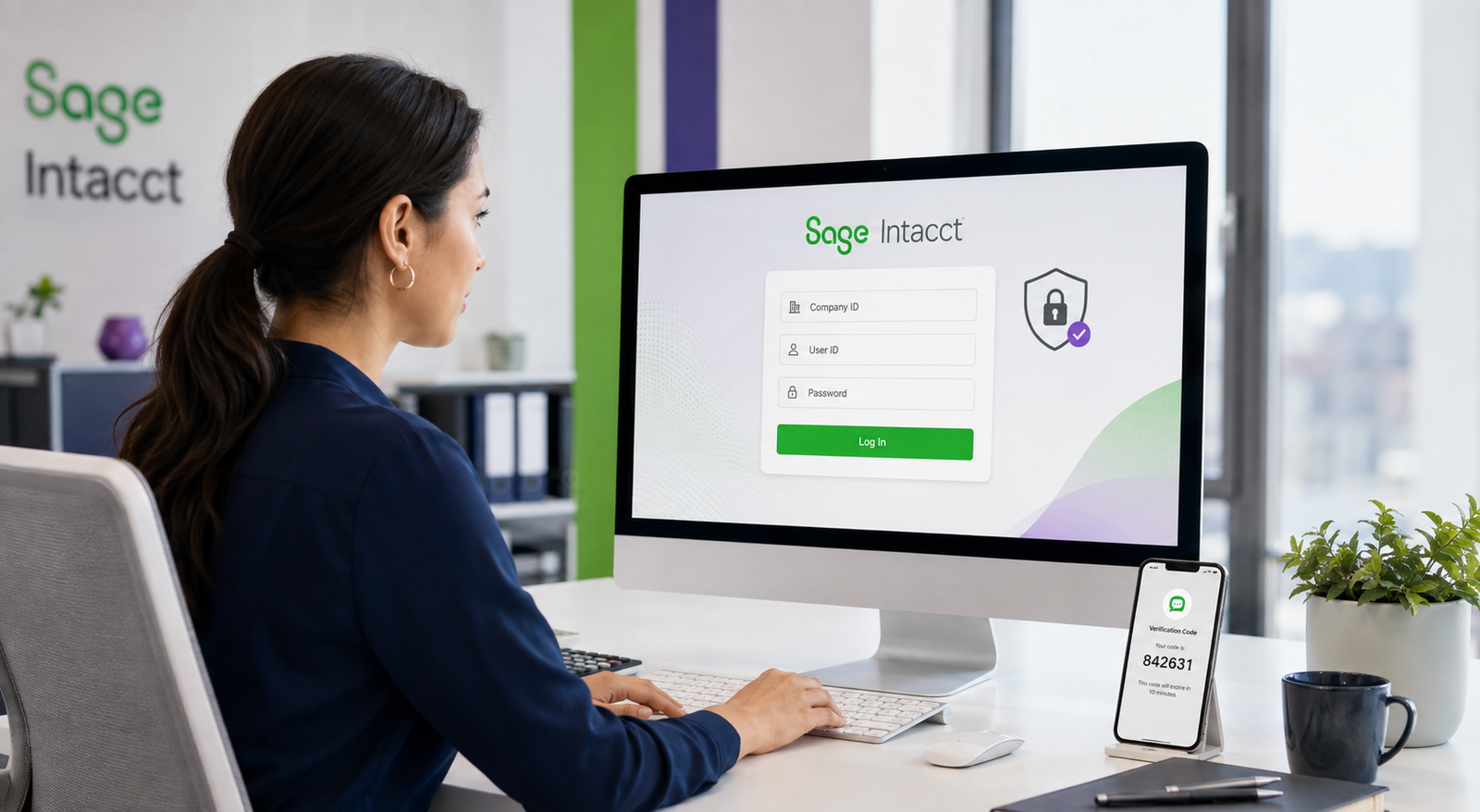 Professional securely accessing the Sage Intacct login portal